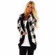 Women Casual Long Sleeve Plaids Outwear Grey